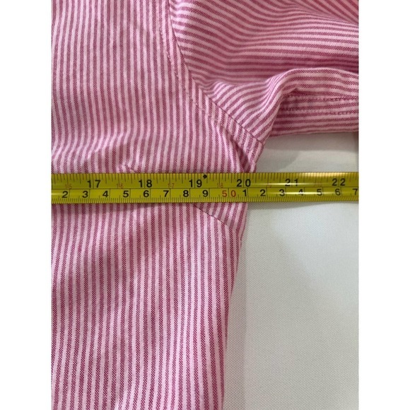 Duck Head Pink Striped Button Down Shirt Womens Size XL Pleated 3/4 Sleeves - Picture 7 of 8